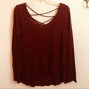 Burgundy long sleeve top